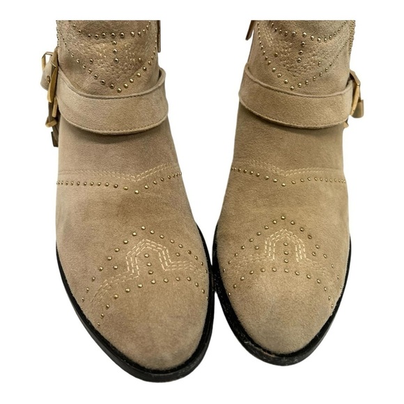 Anine Bing Bianca Tan Suede Studded Harness Casual Bohemian Ankle Boots Women 39 - Picture 5 of 15